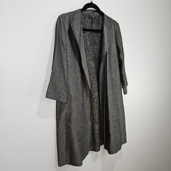 EILEEN FISHER Silk Duster Topper Gray Women's Lightweight Jacket Cardigan $498 - Picture 4 of 12